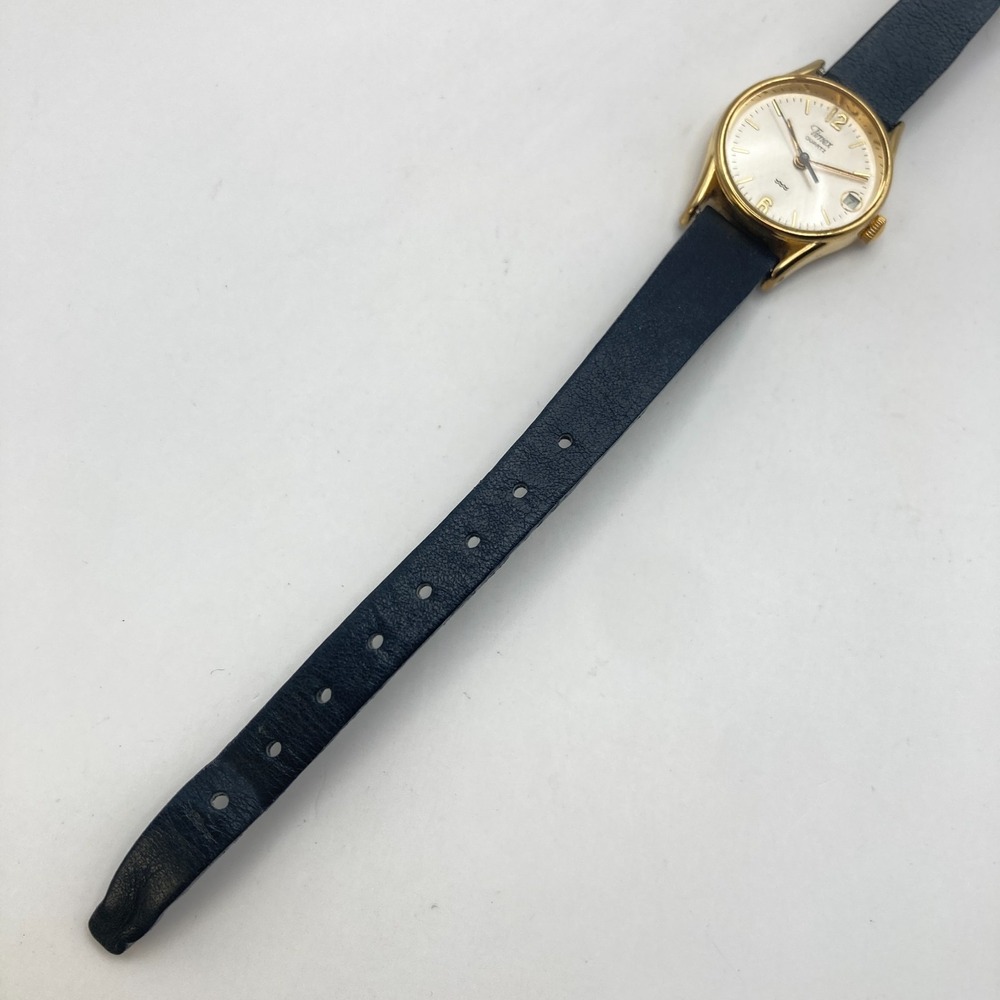 Vintage Timex Womens Watch 22mm Gold Tone Linen Dial Date New Battery SMALL 7.5" - Picture 16 of 16